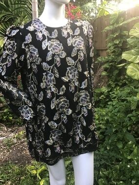 Vintage 80s top or short dress with gold thread